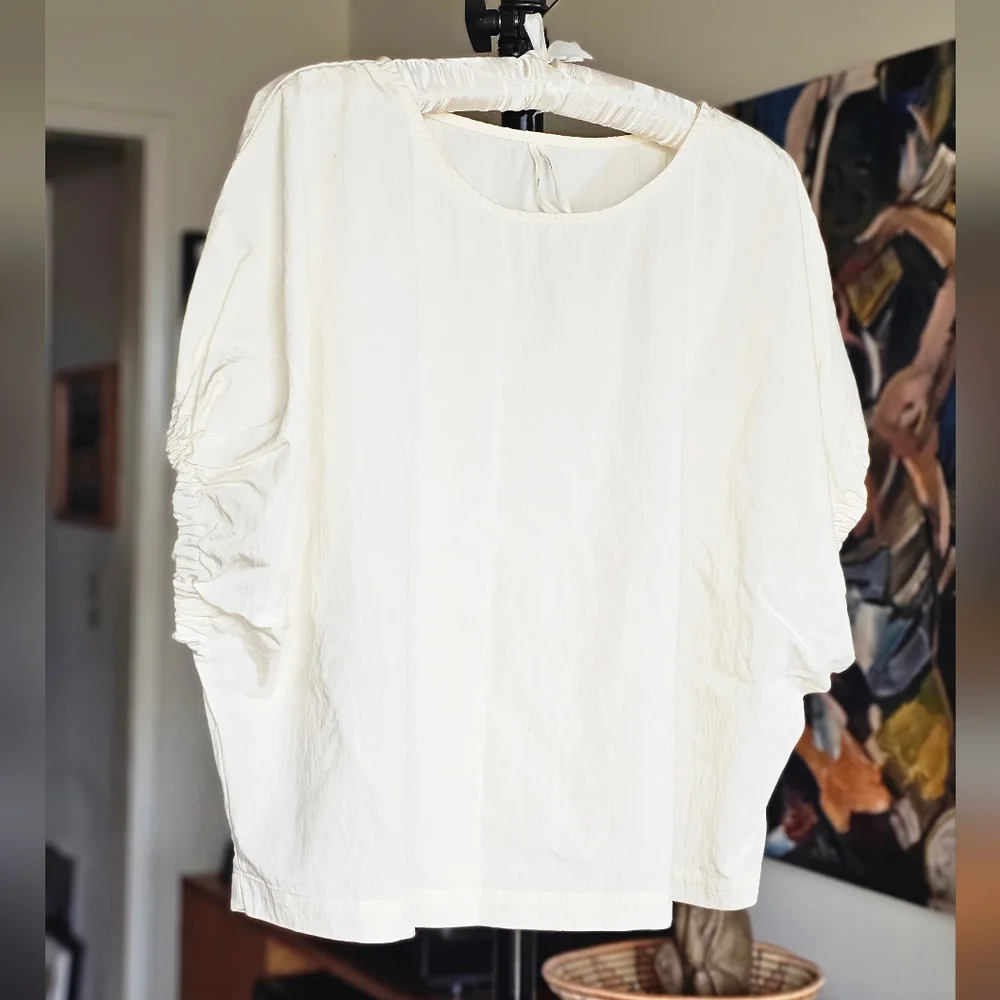Anthropologie Balloon Sleeve Ivory Blouse